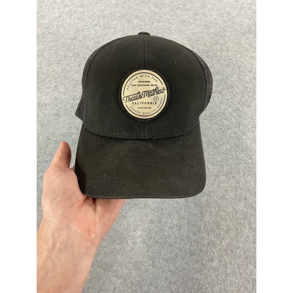 TravisMathew Mens Black Trucker Hat California Patch Snapback Mesh Golf Cap